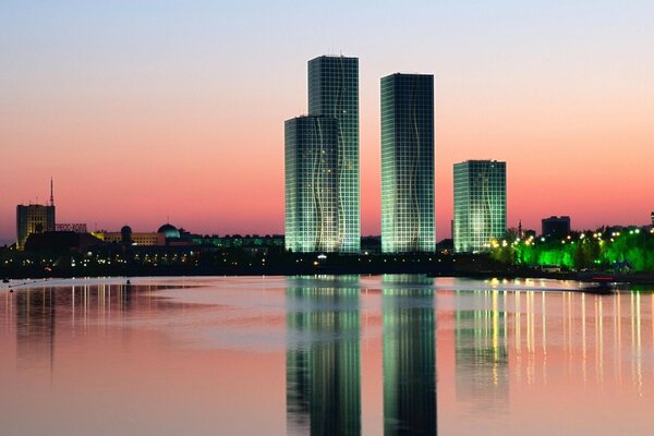 Reflection of skyscrapers in the water