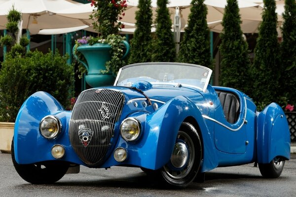 Classic retro car in blue