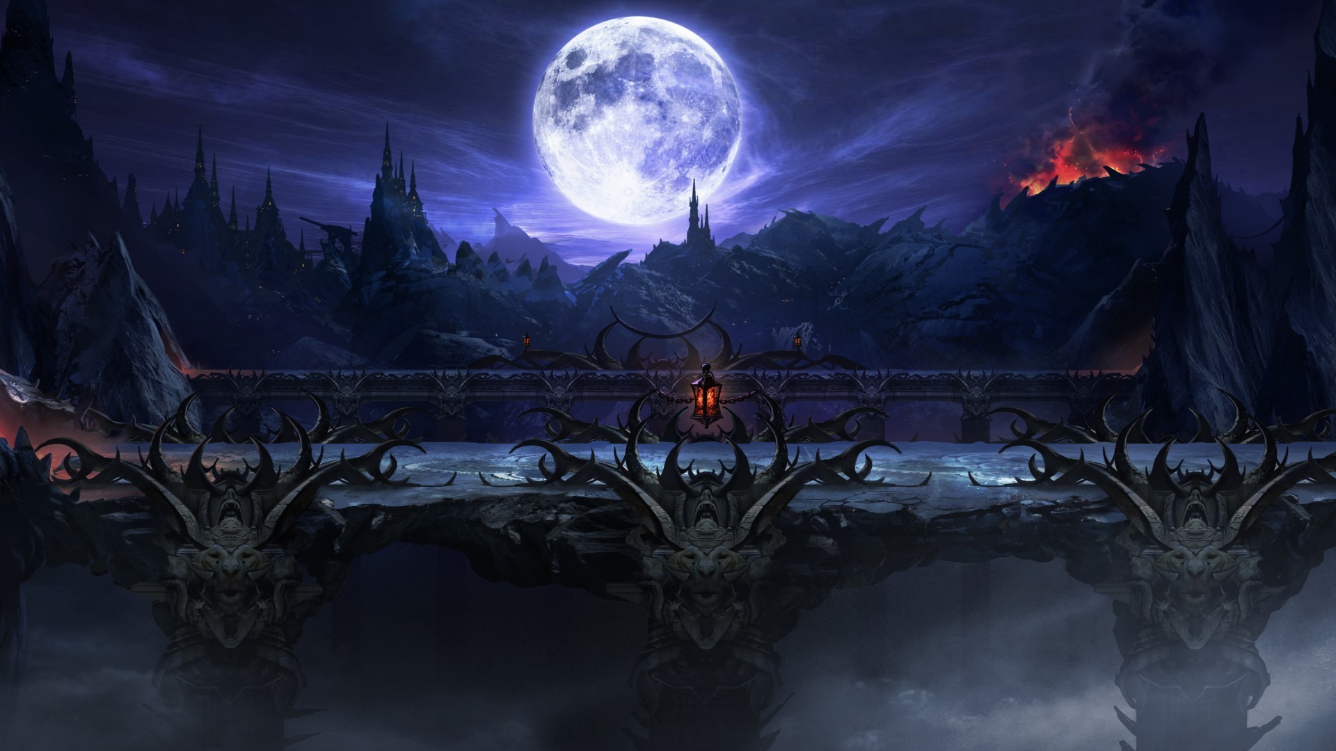 fantasy light moon dark evening reflection halloween flame art desktop eerie scary silhouette