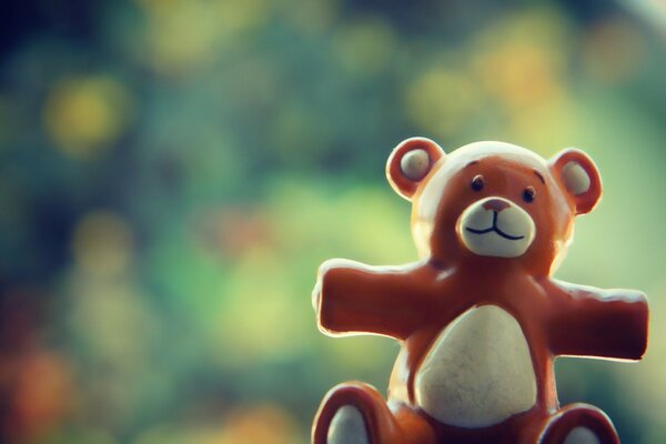 Macro photography toy brown bear