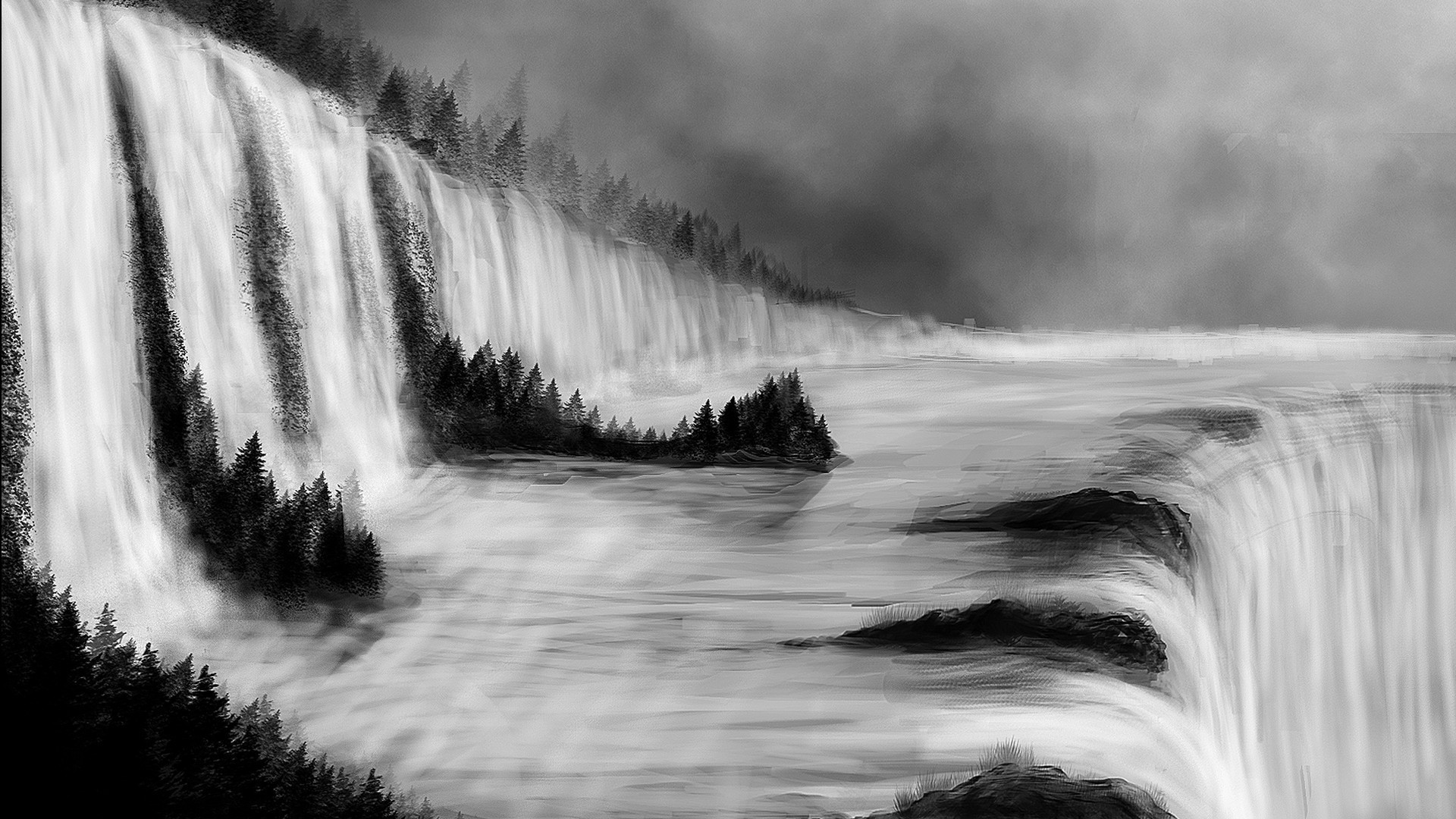 waterfalls monochrome water river waterfall landscape nature winter splash beach storm travel outdoors