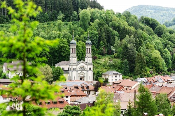 Alte Kirche vor dem Hintergrund des Sommerwaldes