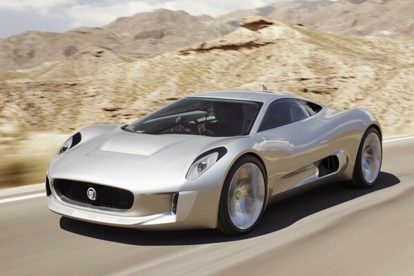 Un Canyon du désert et une voiture de course à la vitesse