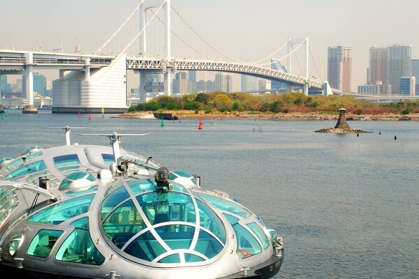 Um barco interessante. Muitos gostariam de ser um passageiro deste navio. meios