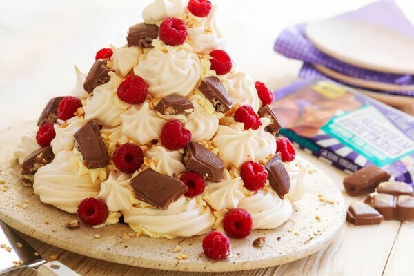 Gâteau aux baies et au chocolat, et meringue