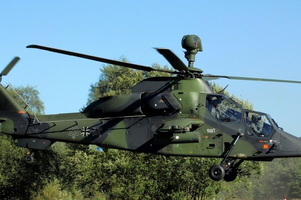 A military helicopter on a combat mission