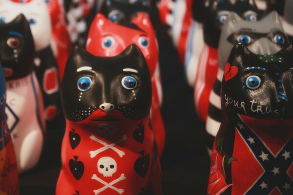 Figurines de chat à colorier