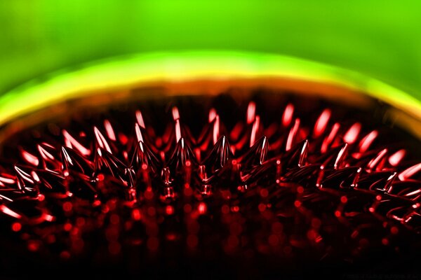 Macro de pointes rouges sur fond vert