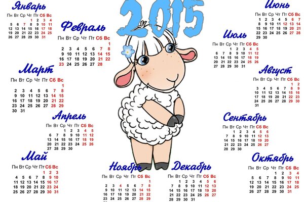 Bella e innocente pecora bianca con pelo corto. Calendario