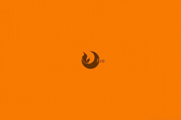 Monotonous orange wallpaper on the desktop with an emblem