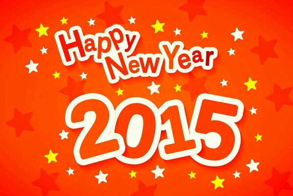 Happy New Year 2015 on a red background