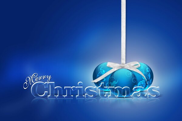 Happy Christmas inscription on a blue background