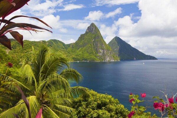 A tropical island with high mountains