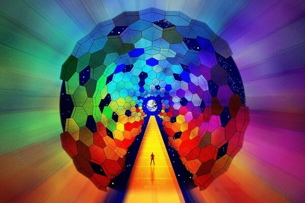 Multicolored ball as a road to the future