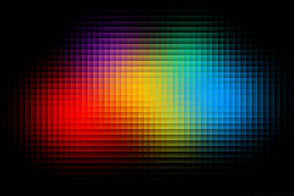 Rainbow squares on a black background