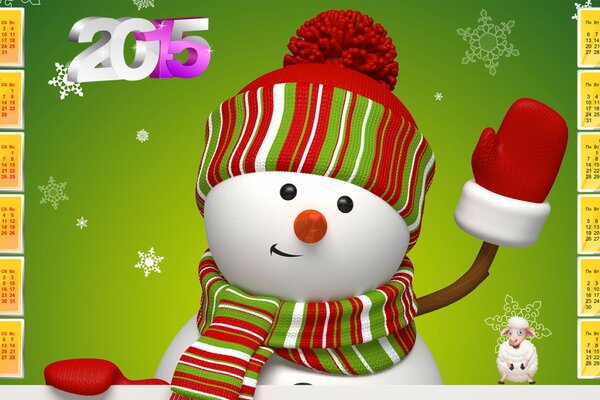 Calendário de 2015 com boneco de Neve Dos Desenhos Animados