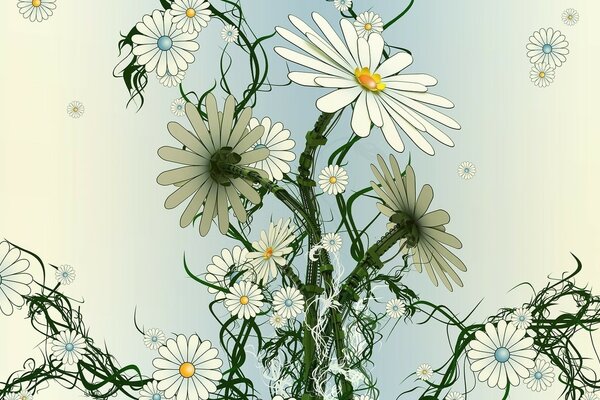 Abstract flowers on a white background