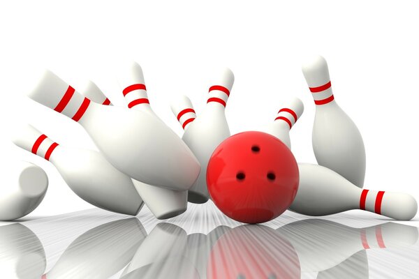 La palla da bowling abbatte i birilli