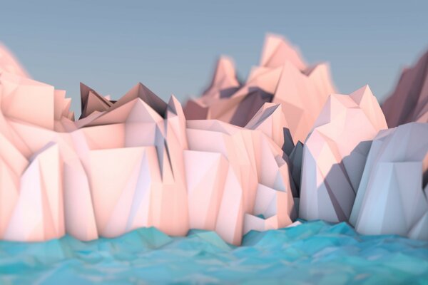 Grafische Darstellung der Berge für den Desktop. 3D Zeichnung