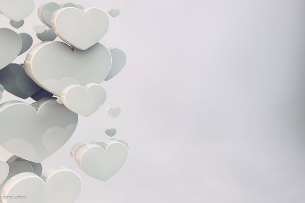 White hearts on a gray background