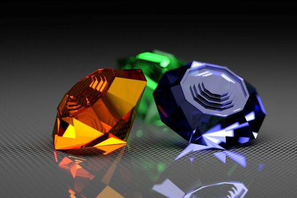 Bright three diamonds on a dark background