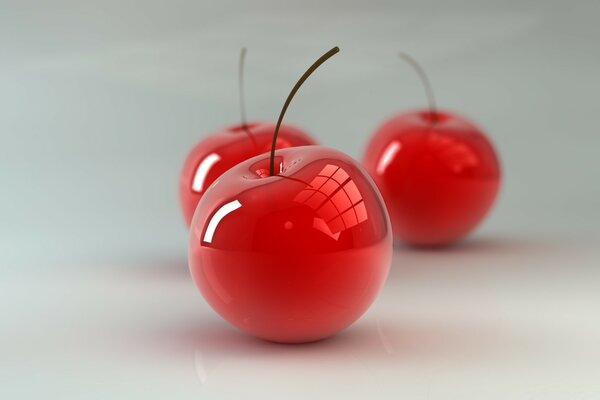 Graphic still life. Cherry on the surface