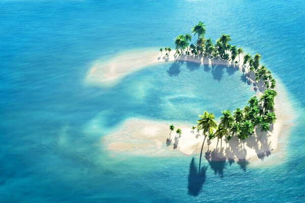 An unusual lonely island in the ocean