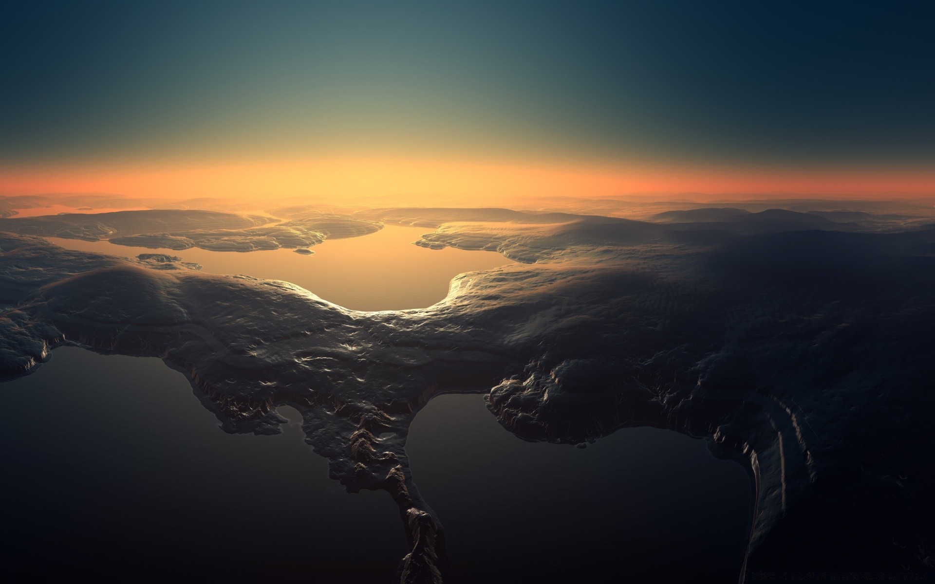 gráficos en 3d puesta de sol amanecer paisaje noche montañas cielo crepúsculo viajes luz niebla sol agua