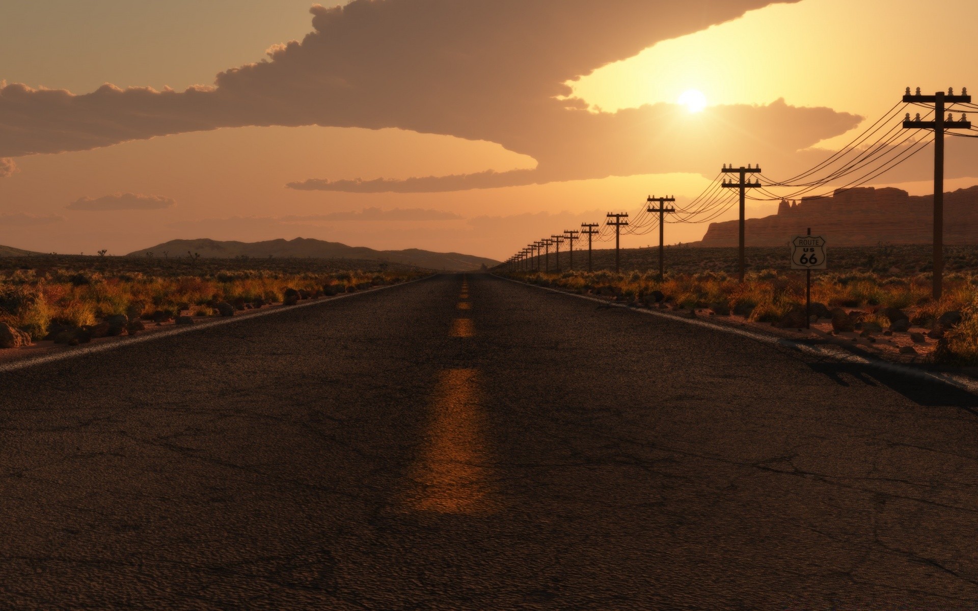 gráficos en 3d puesta de sol carretera amanecer noche paisaje viajes crepúsculo cielo luz sol sistema de transporte carretera desierto playa