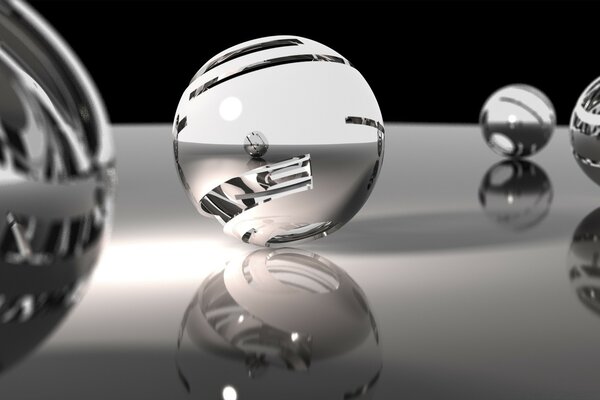 Bolas de cristal con reflexión alrededor