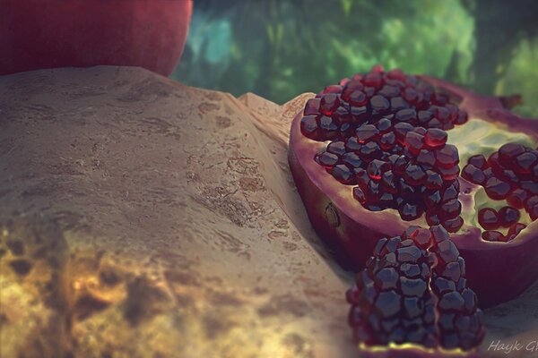 Desktop screensaver. Pomegranate