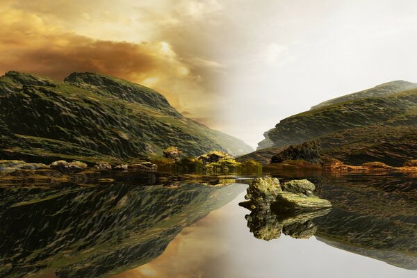 Schöne Berglandschaft und See