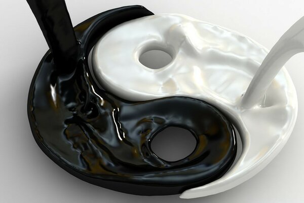 Yin y Yang en forma de leche y chocolate