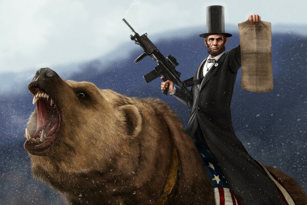 El presidente de Estados Unidos Lincoln en el oso