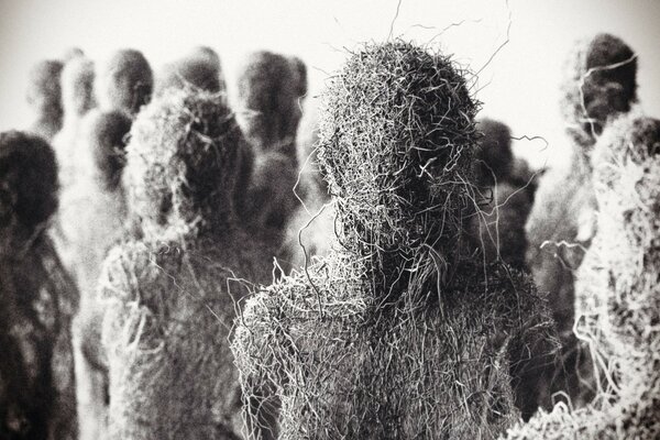 Straw people in monochrome