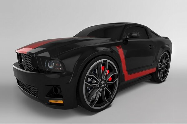 Carro preto na imagem 3D grpfichi