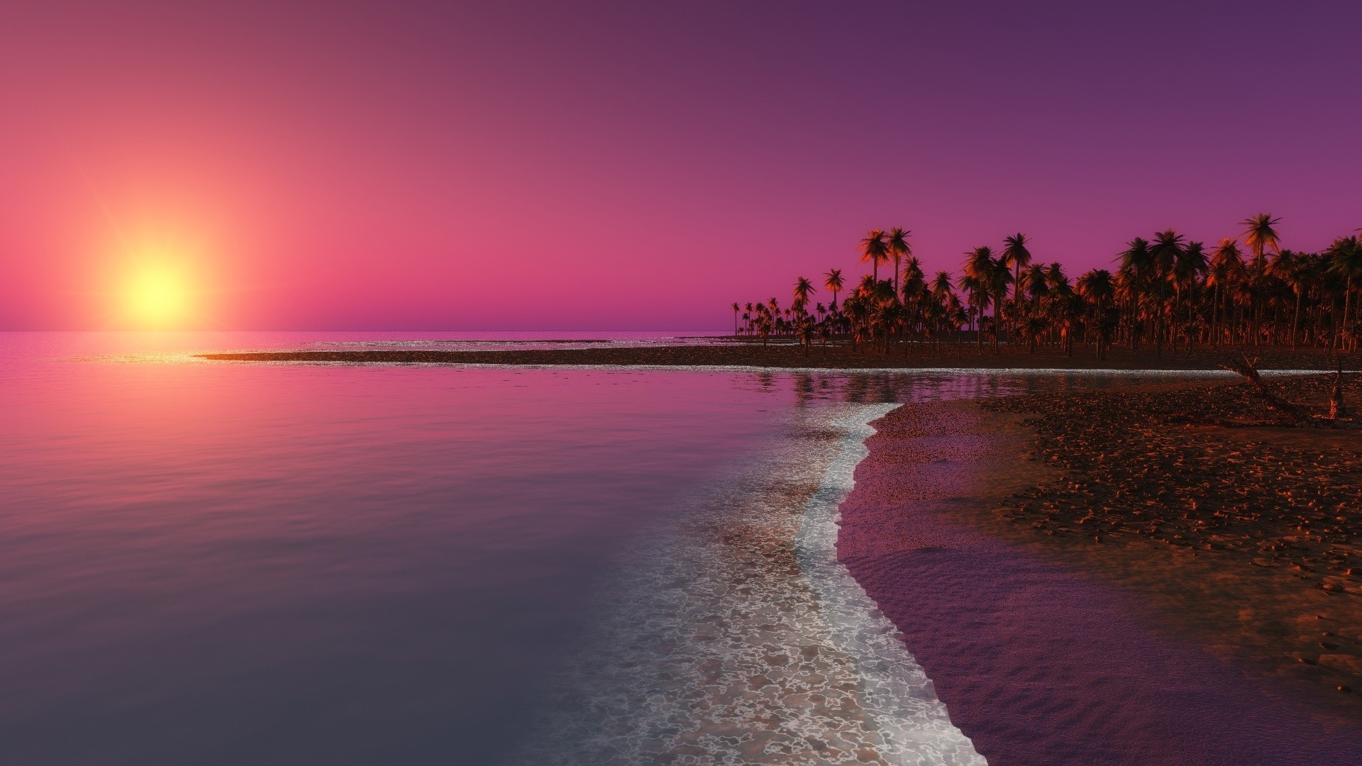 graphique 3d coucher de soleil aube eau soleil crépuscule soir plage mer océan ciel nature paysage été sable paysage beau temps réflexion mer voyage