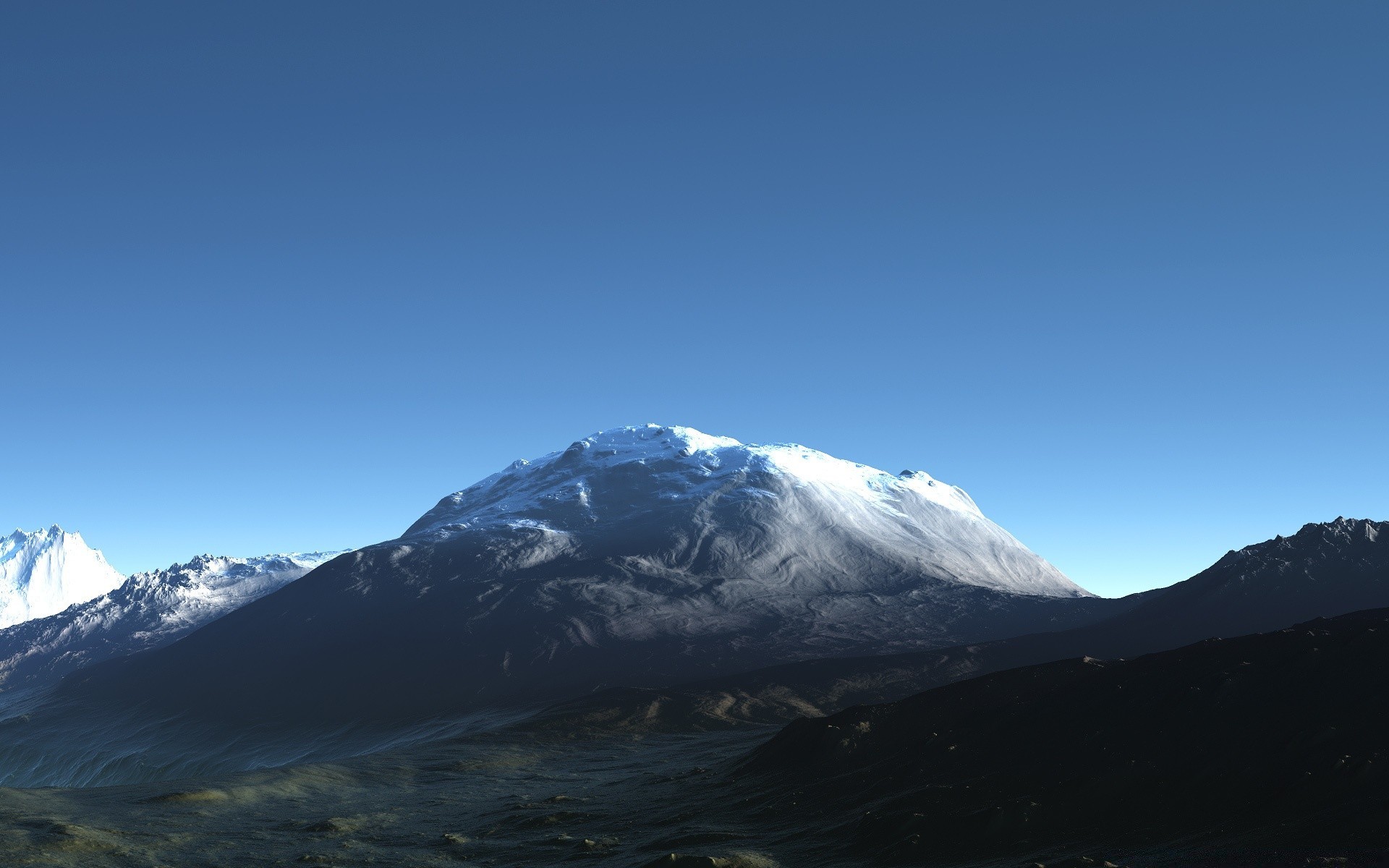 3d-grafik schnee berge reisen landschaft himmel vulkan eis winter im freien gletscher