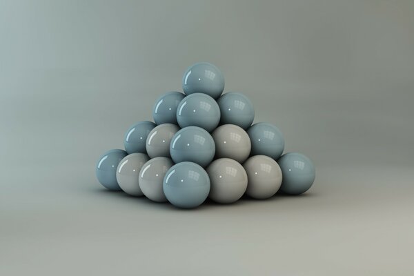 Pyramide de boules bleues et grises