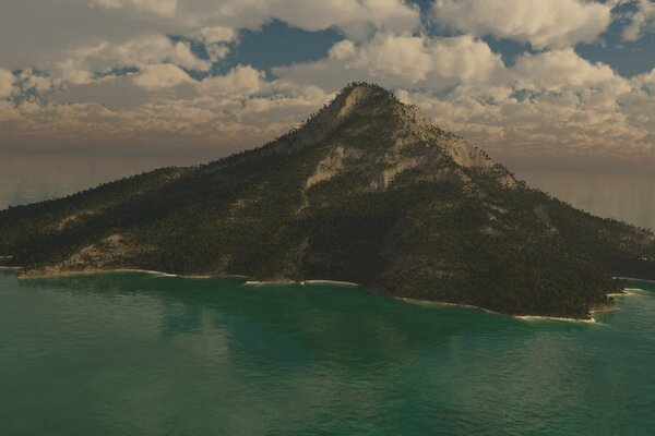 Landscape of the Mountain among the water