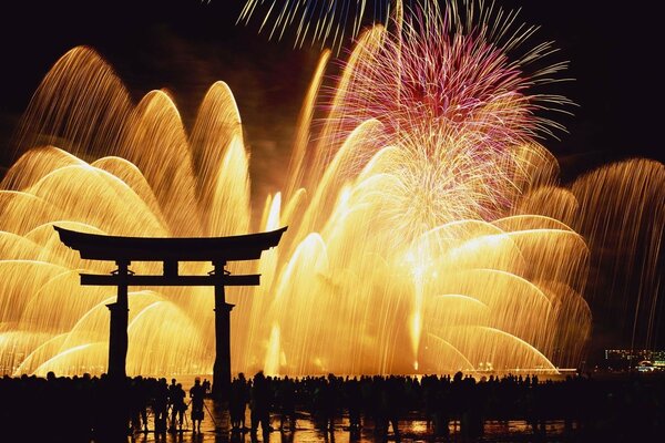 Fogos de artifício contra o céu noturno