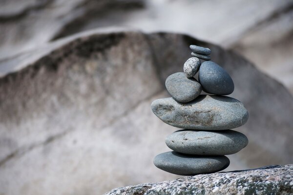 Macro photography of a pyramid of stones