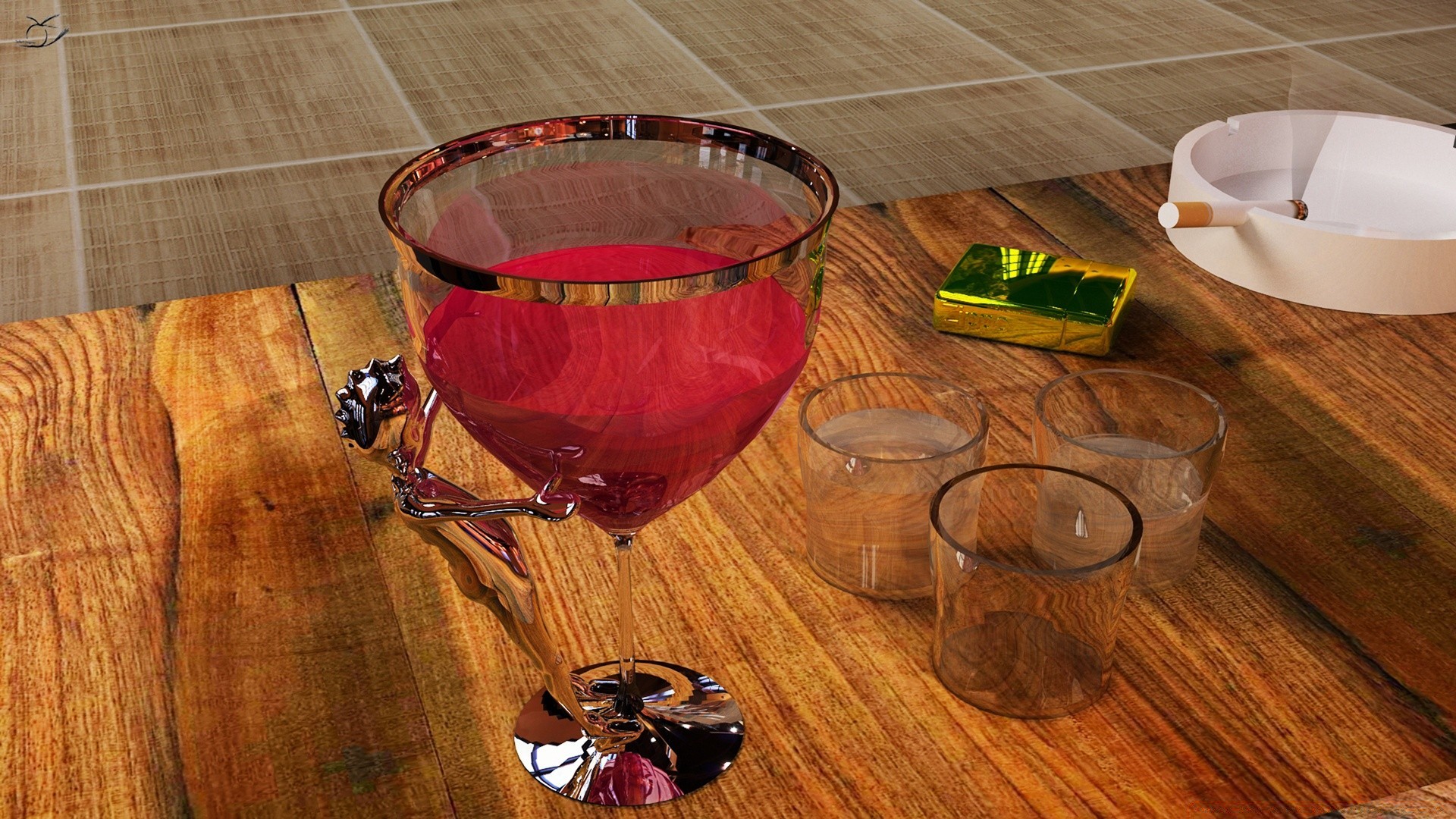 3d graphics wood wooden table drink wine food indoors rustic glass board desktop cup