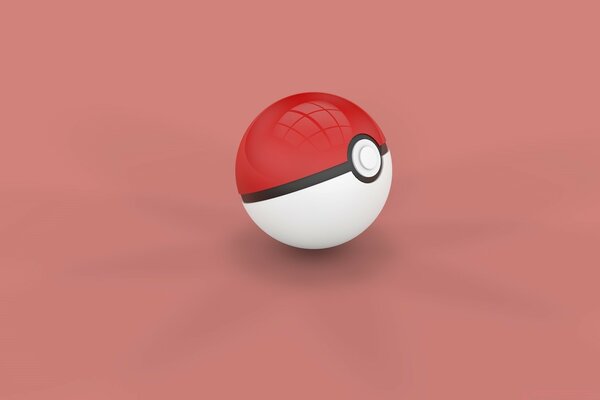 Bola de Pokemon sobre fondo Rojo