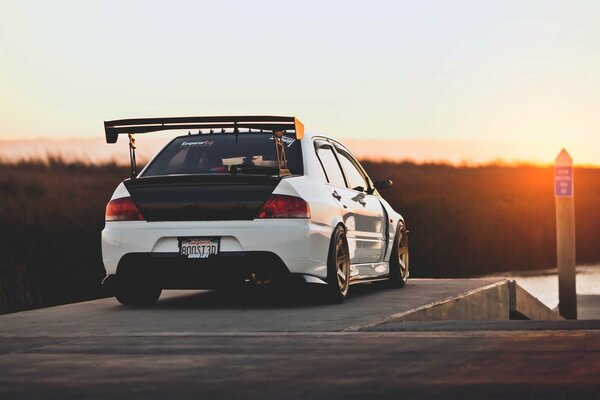 Car at sunset