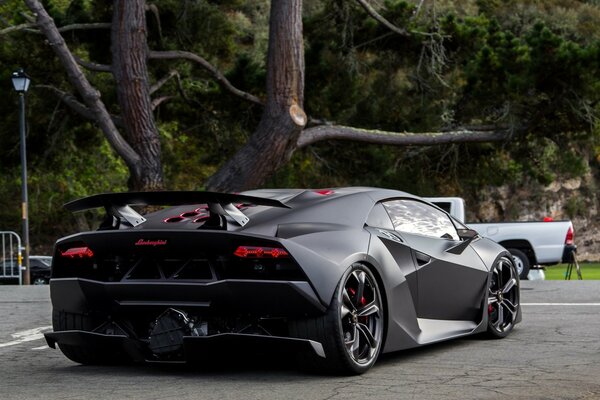 Cool car on the sidewalk