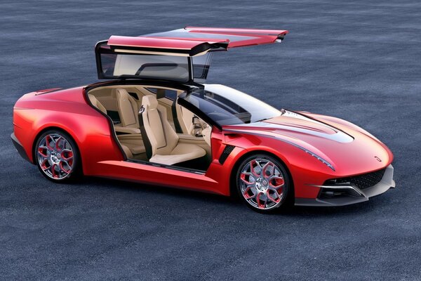 Auto sportiva rossa alla moda veloce