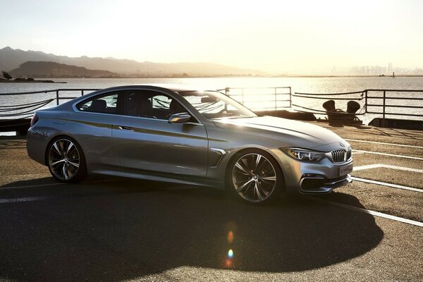 BMW 4 series coupe metallic car on board the ship