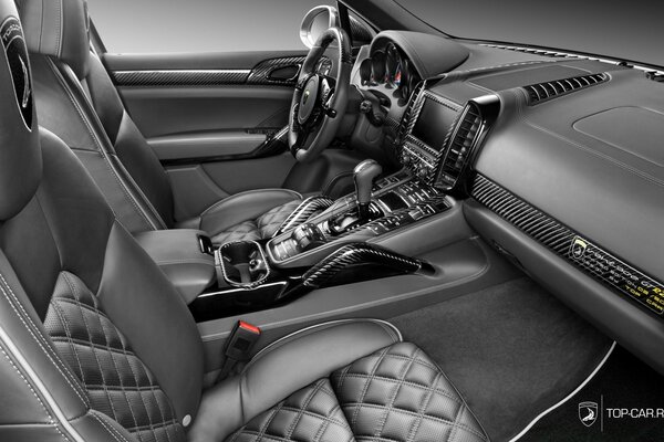 Leather interior in an expensive car