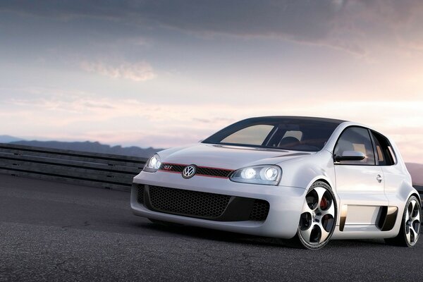 White Volkswagen car on the road